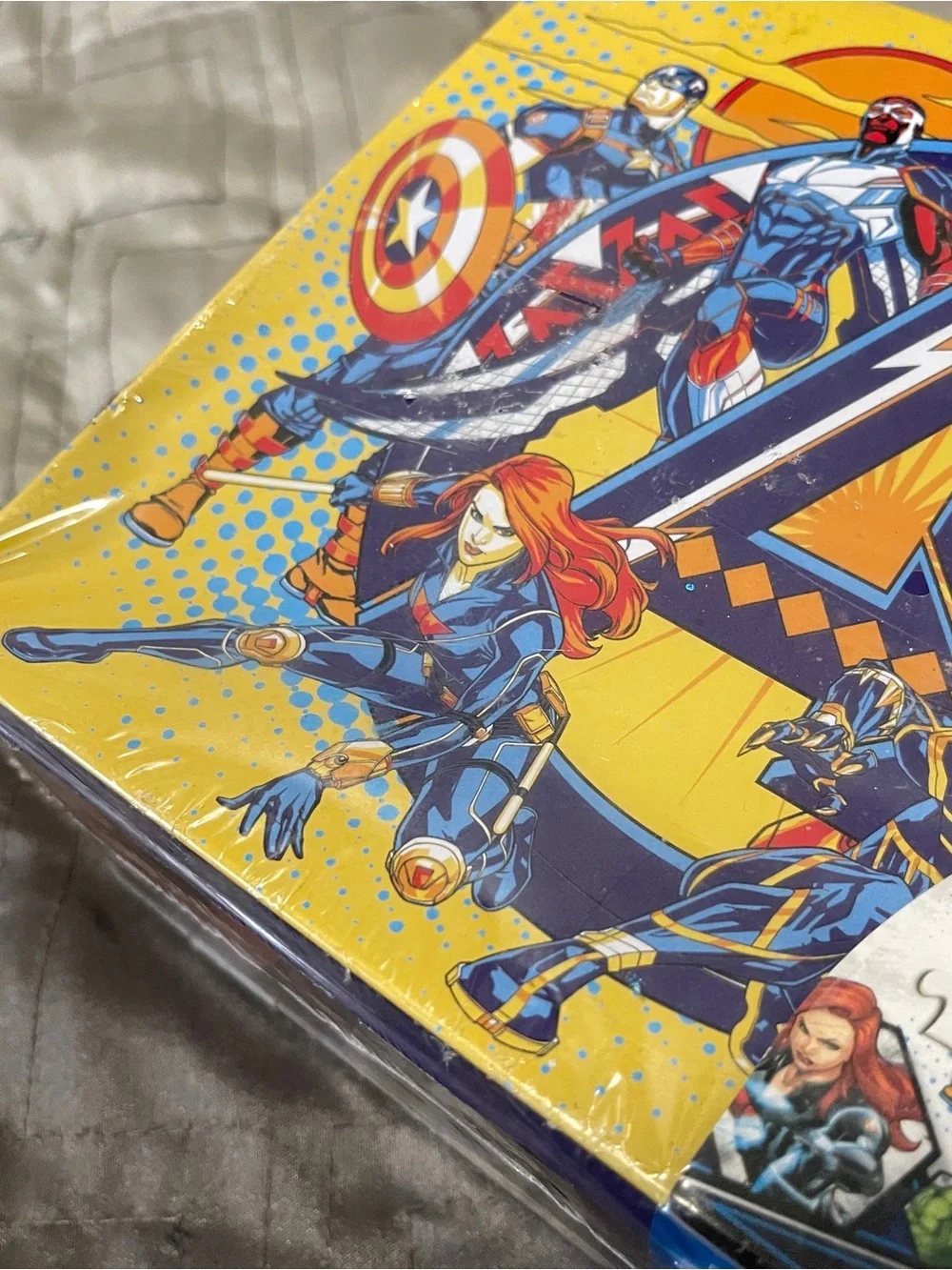 Marvel Yellow Avengers Puzzle Tin with Blue & Red Hero Art